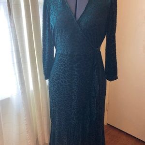 Burnout velvet faux wrap dress